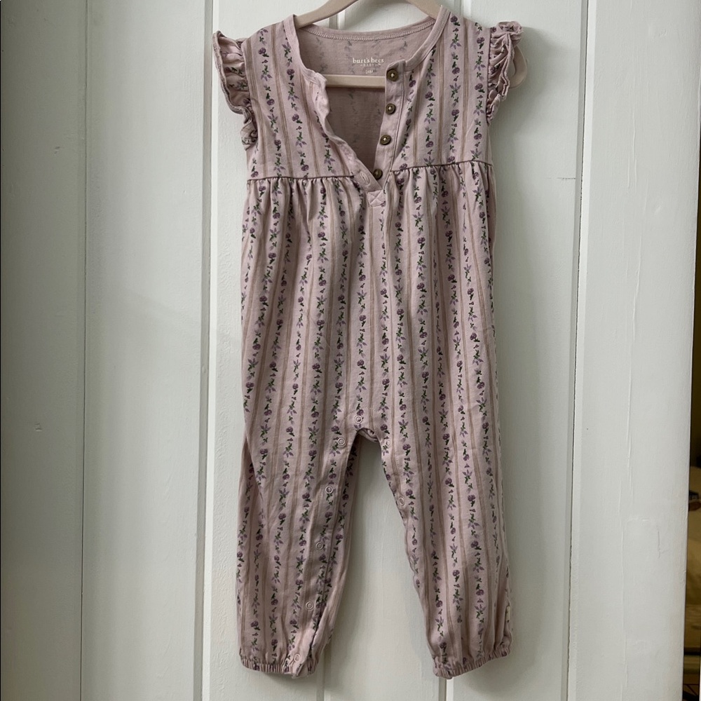 Burts Bees Baby farmhouse floral organic baby girl jumpsuit - Picture 2 of 4